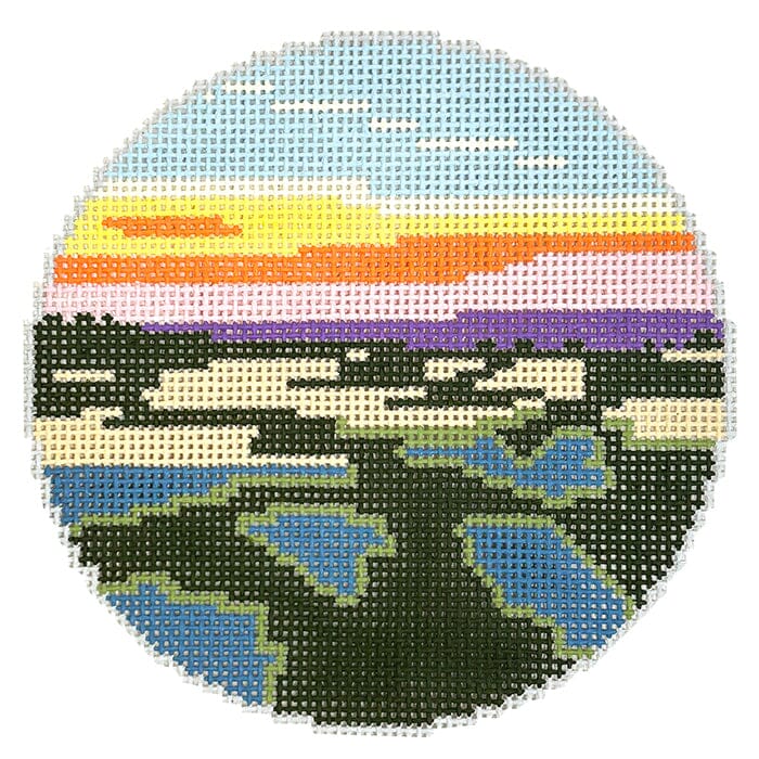 Low Country Marsh Round Painted Canvas atlan - 1