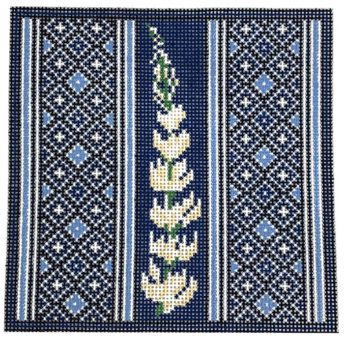 Lupine Square - Blue Painted Canvas Fire and Iris