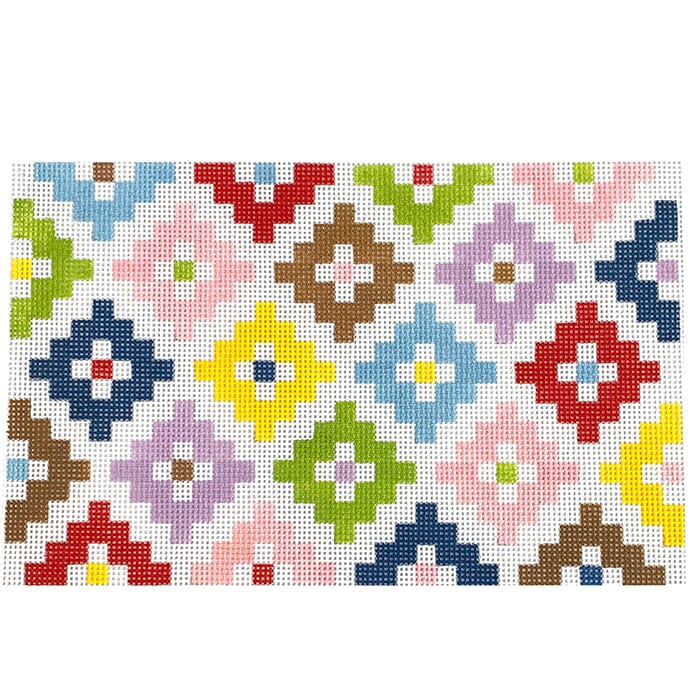 Maddie Clutch White Painted Canvas Stitch Rock Designs - 1