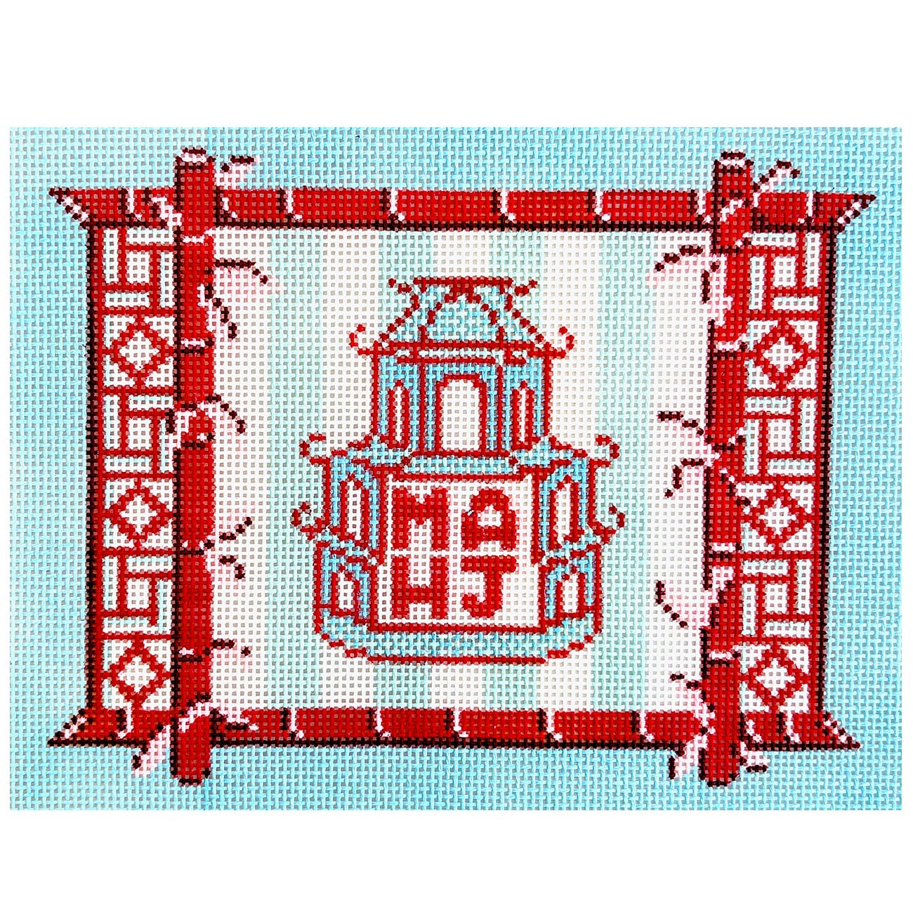 Mahj Pagoda Tile Bag Painted Canvas KCN Designers