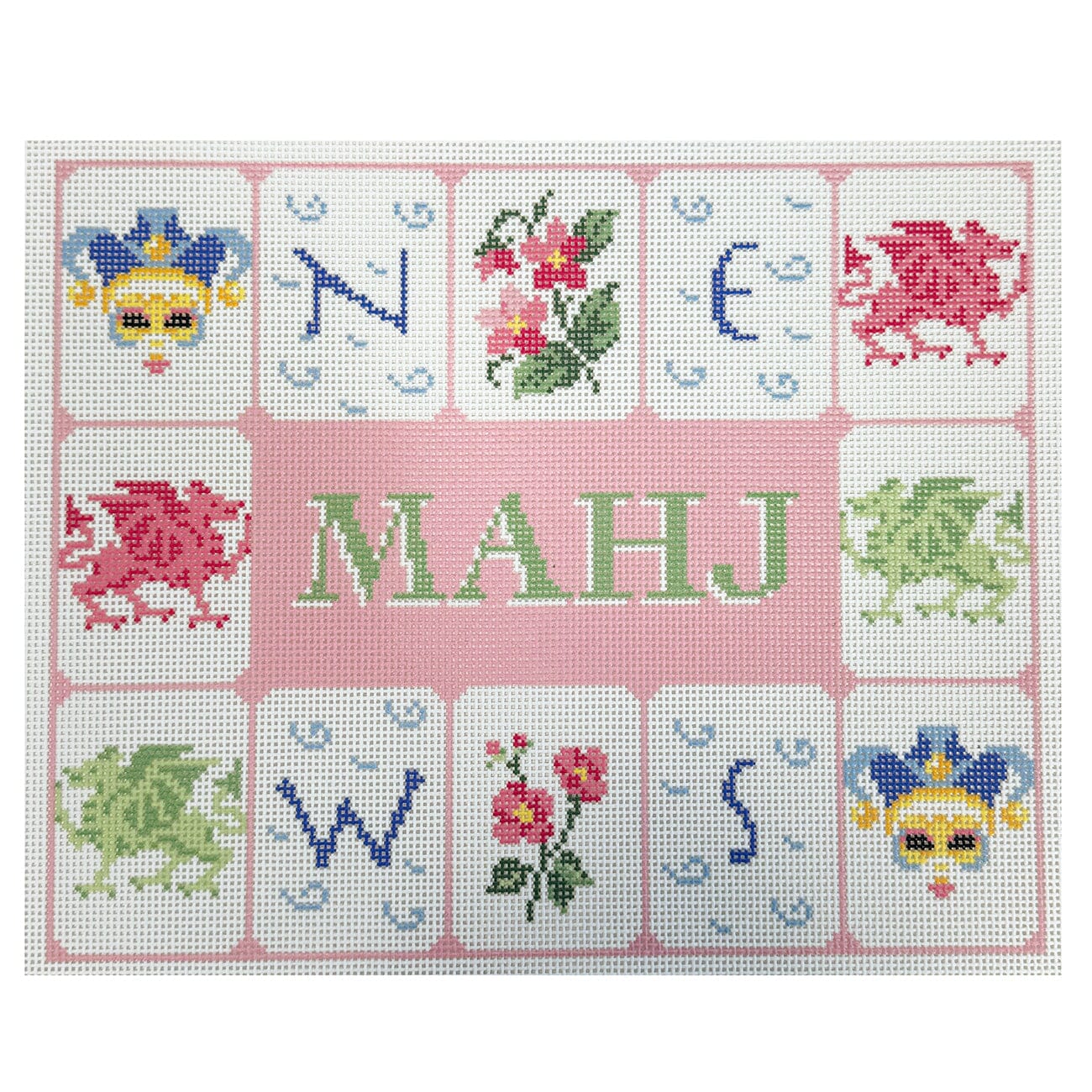 Mahj Tile Pouch Pink Painted Canvas Maura Nolan Designs - 1