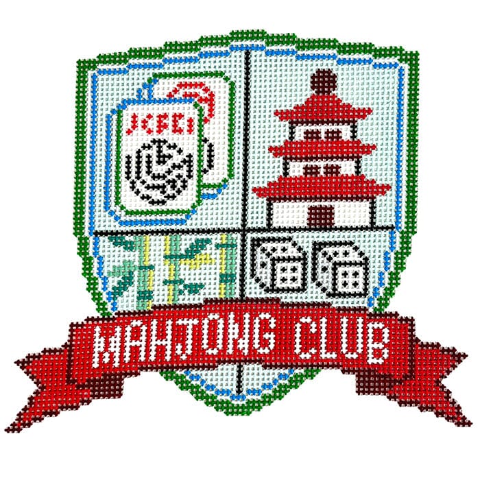 Mahjong Crest Traditional Colors Painted Canvas Atlantic Blue Canvas - 1