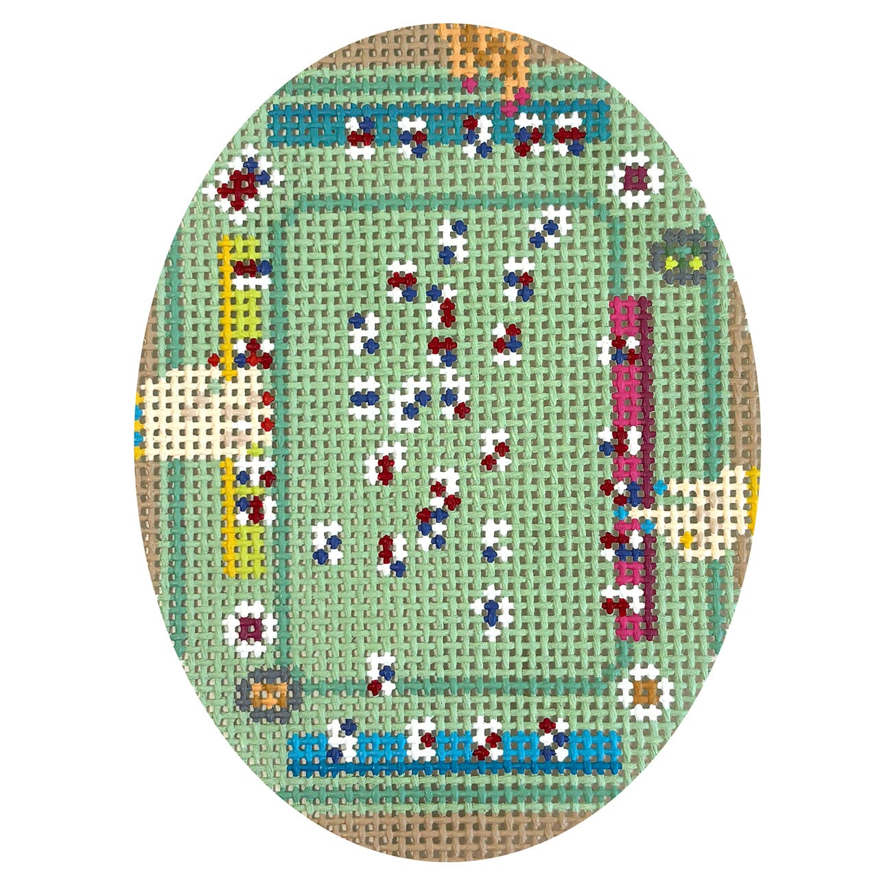 Mahjong from Above Oval Painted Canvas Atlantic Blue Canvas - 1