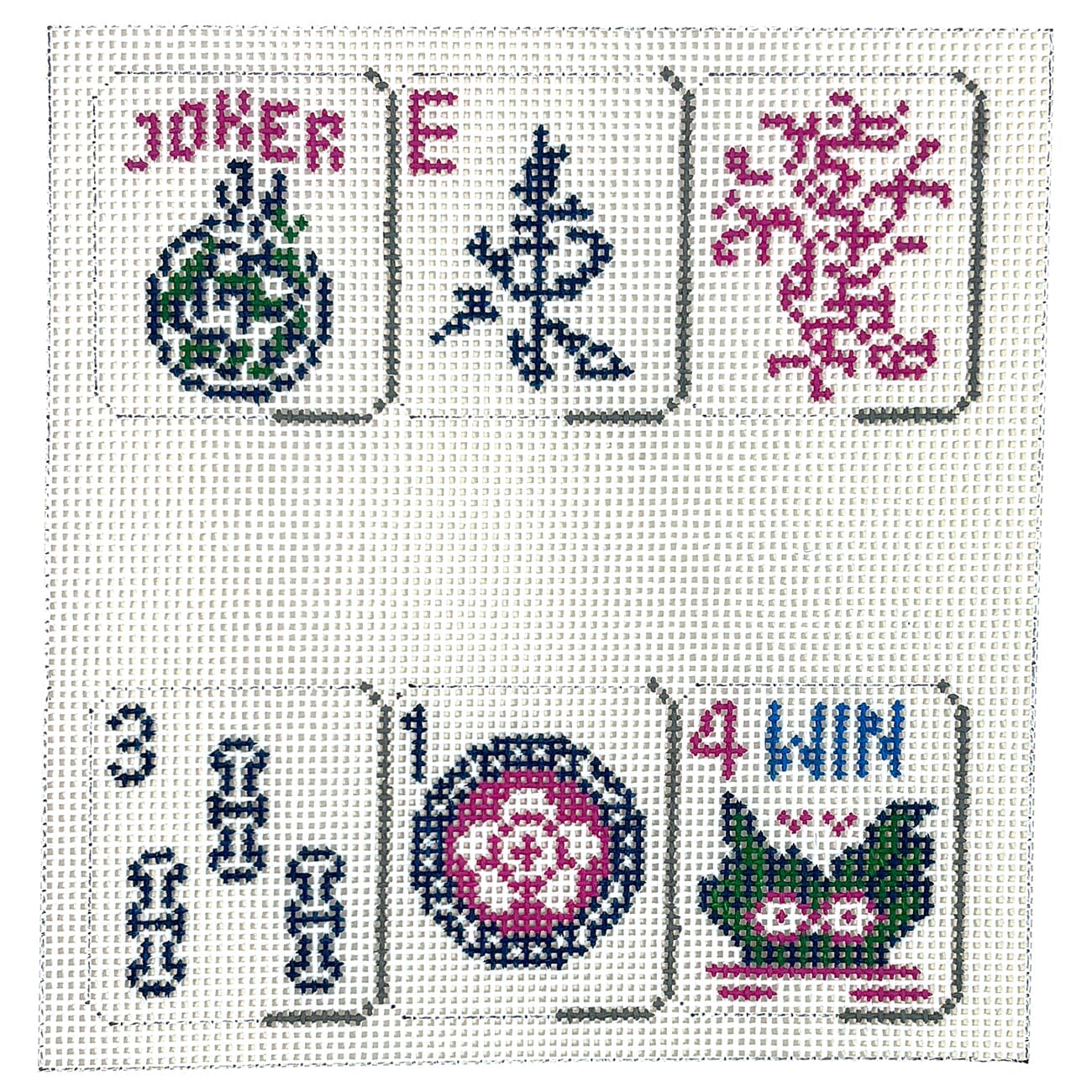 Mahjong, Gemstone Square on 18 Painted Canvas Susan Roberts Needlepoint Designs Inc.