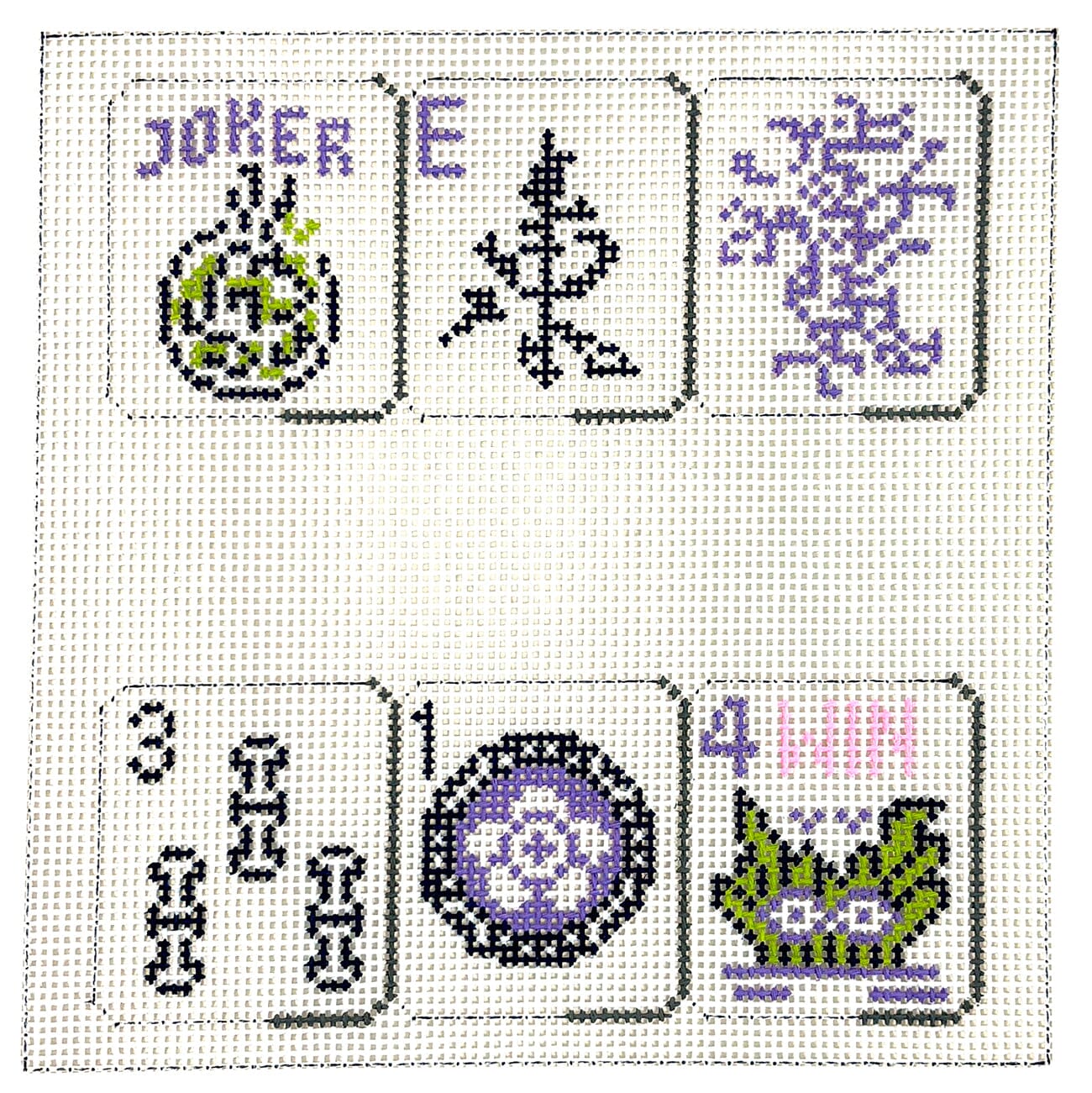 Mahjong, Purple Square on 18 Painted Canvas Susan Roberts Needlepoint Designs Inc.