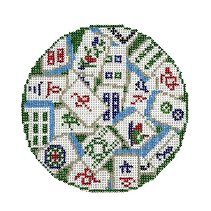 Mahjong Tiles 4" Round Printed Canvas CAM Designs - 1