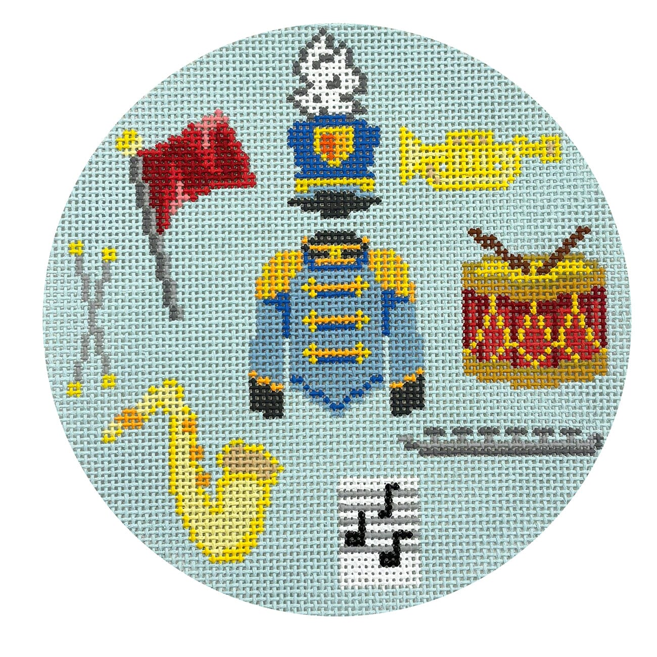 Marching Band Round Painted Canvas Atlantic Blue Canvas - 1