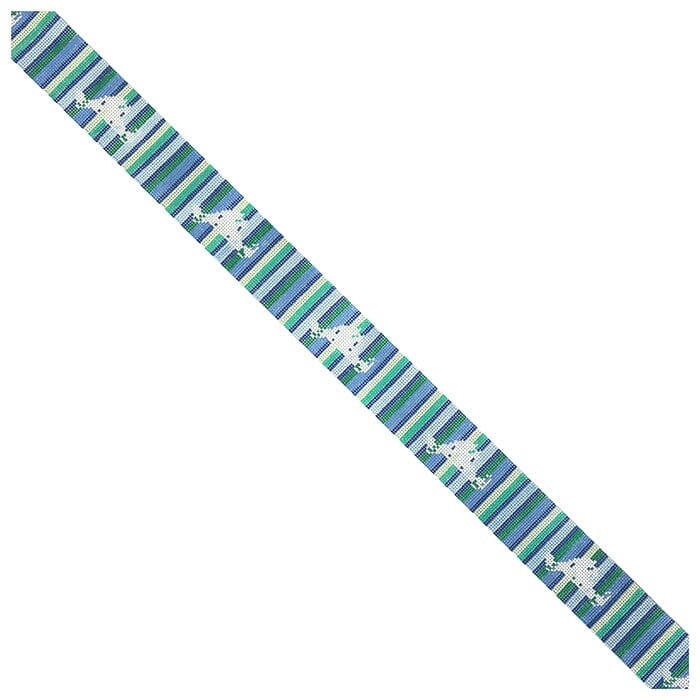 Martha's Vineyard on Blue & Green Summer Stripes Belt Painted Canvas Kristine Kingston - 1