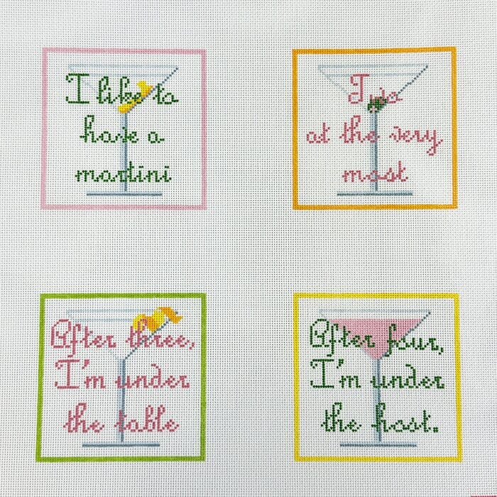 Martini Coasters Painted Canvas Ann Kaye Studio - 1