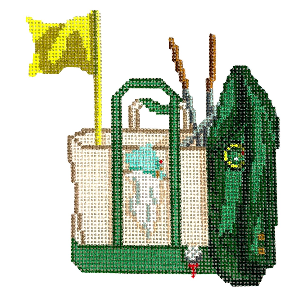 Master of One Golf Tote Ornament Painted Canvas Wheelhaus Needlepoint - 1