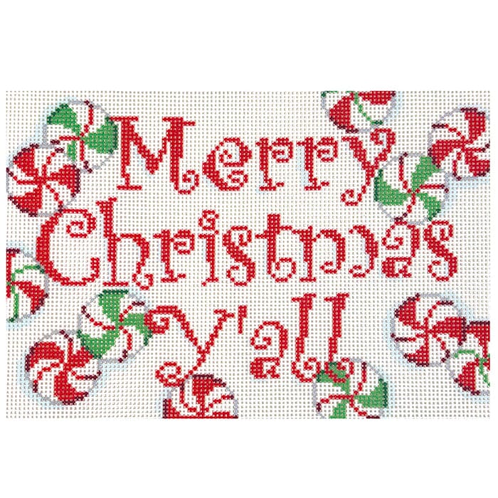Merry Christmas Y'all Printed Canvas Two Sisters Needlepoint - 1