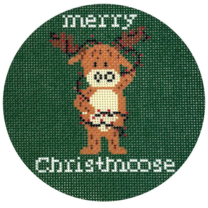 Merry Christmoose Round Painted Canvas KCN Designers