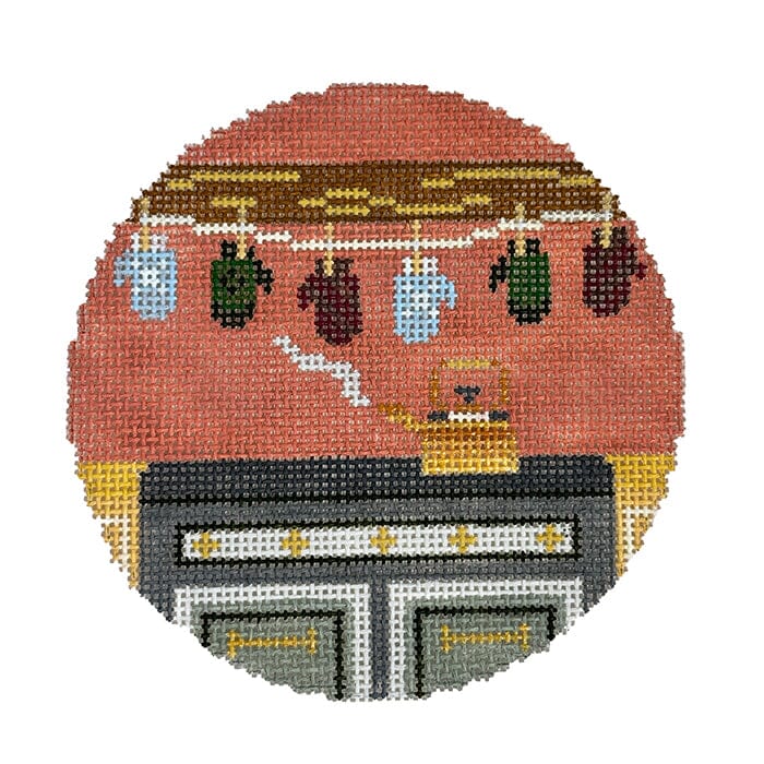 MFT Bright Copper Kettles and Warm Woolen Mittens Painted Canvas The Gingham Stitchery - 1