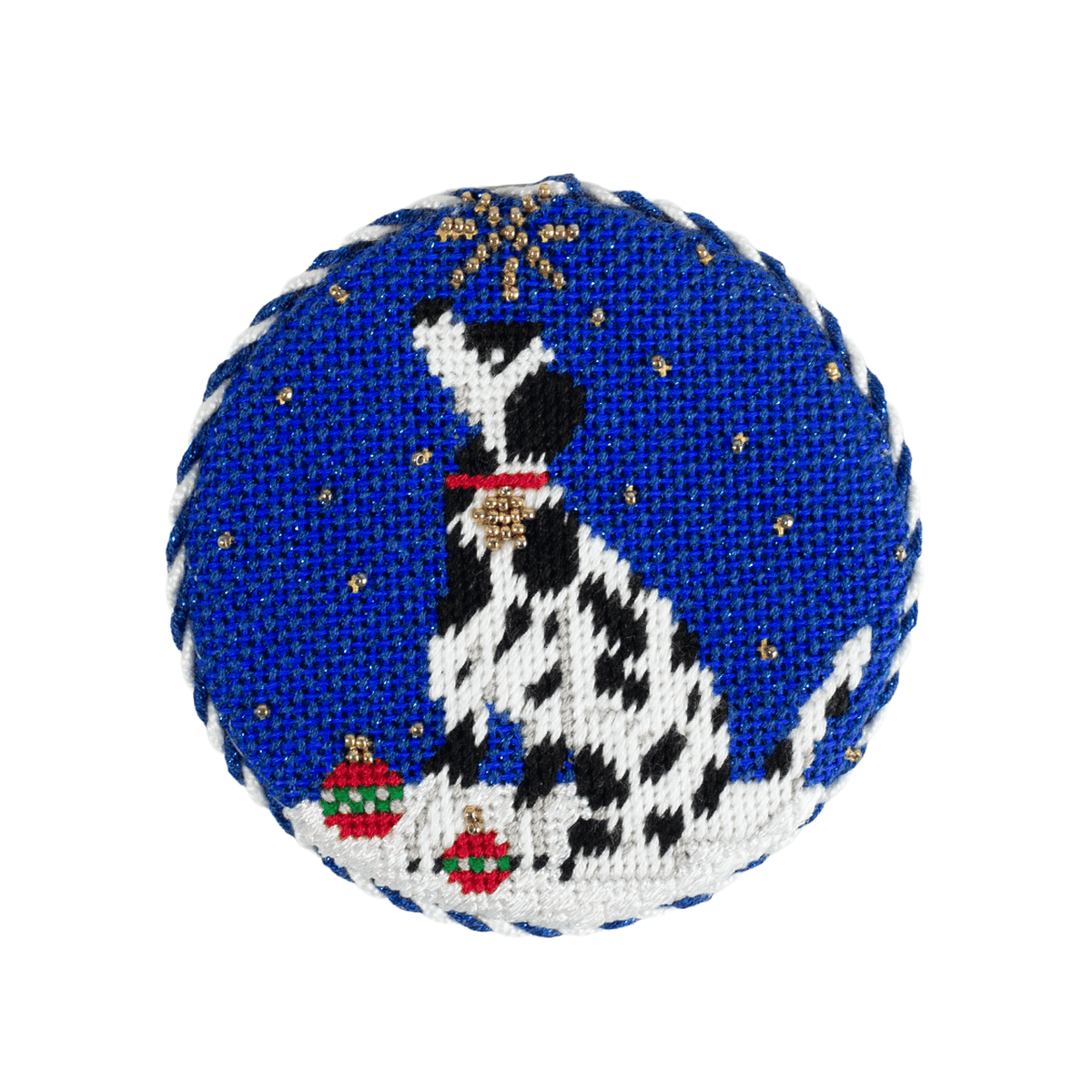 Midnight Dalmatian Round with Stitch Guide Painted Canvas Kirk & Bradley - 2
