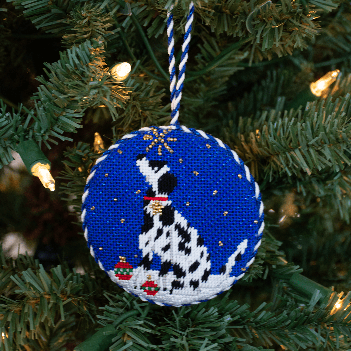 Midnight Dalmatian Round with Stitch Guide Painted Canvas Kirk & Bradley - 4