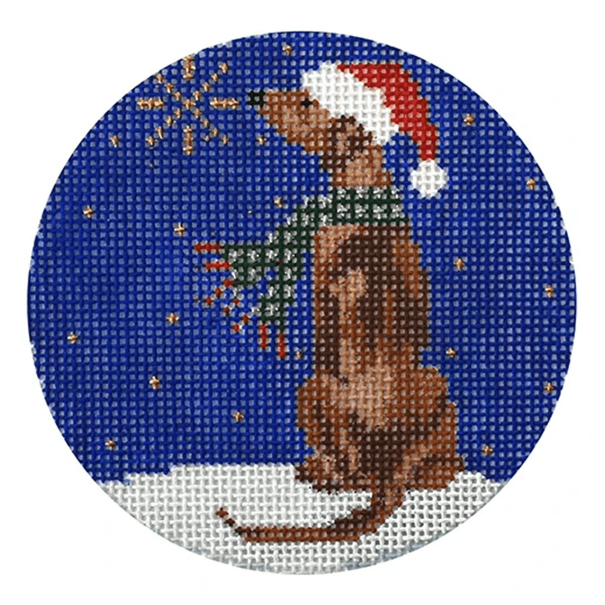 Midnight Greyhound Round with Stitch Guide Painted Canvas Kirk & Bradley - 1