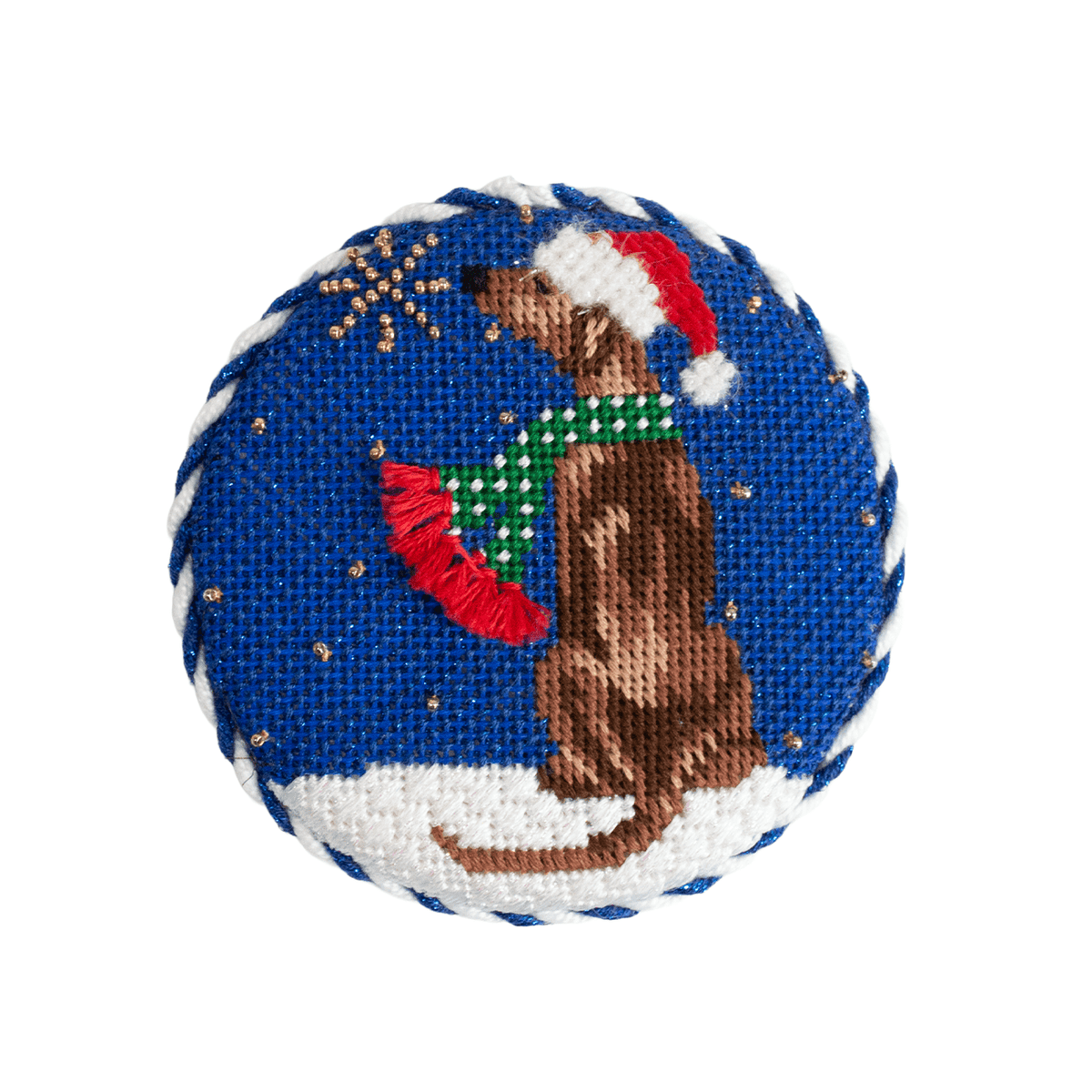 Midnight Greyhound Round with Stitch Guide Painted Canvas Kirk & Bradley - 2