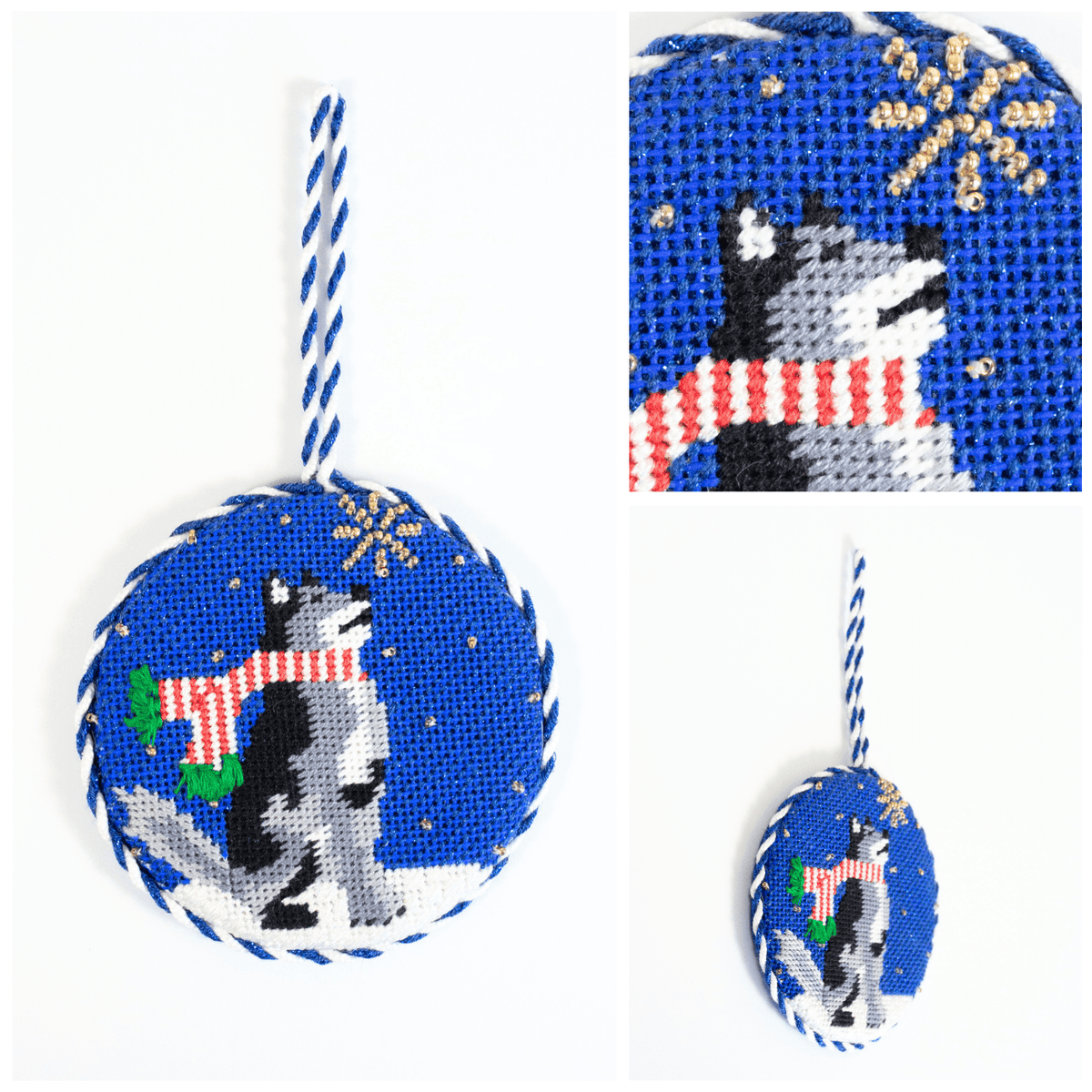 Midnight Husky Round with Stitch Guide Painted Canvas Kirk & Bradley - 3