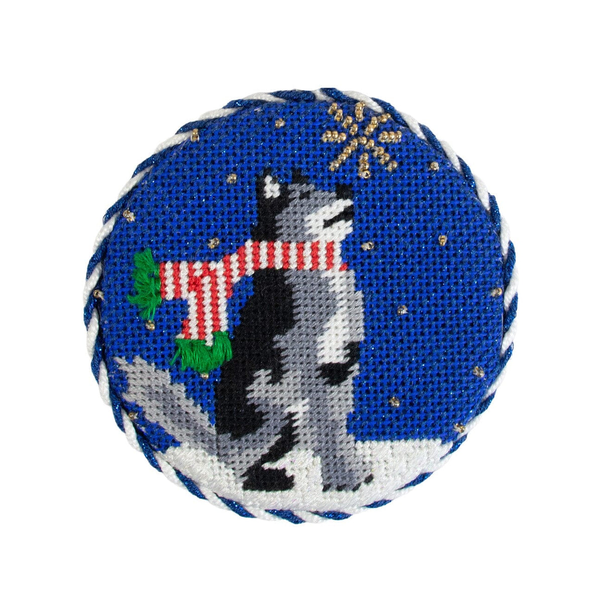 Midnight Husky Round with Stitch Guide Painted Canvas Kirk & Bradley - 2
