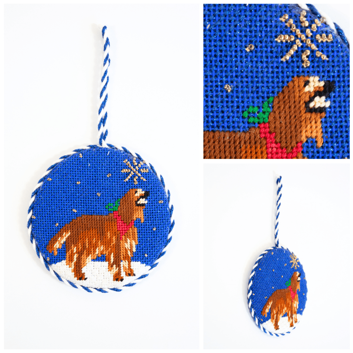 Midnight Irish Setter Round with Stitch Guide Painted Canvas Kirk & Bradley - 3
