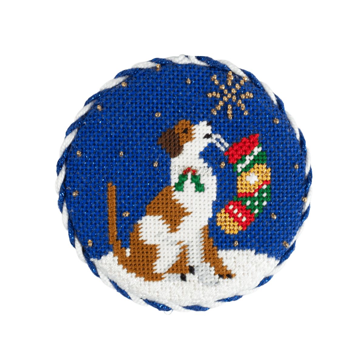 Midnight Jack Russell Round with Stitch Guide Painted Canvas Kirk & Bradley - 2