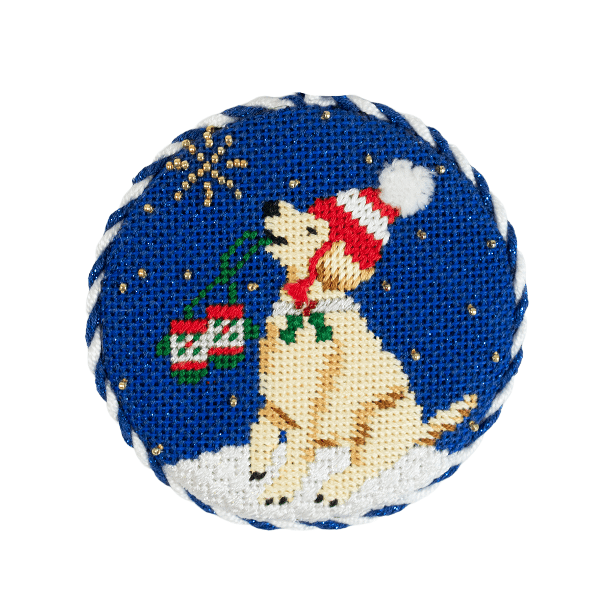 Midnight Labrador Round with Stitch Guide Painted Canvas Kirk & Bradley - 2
