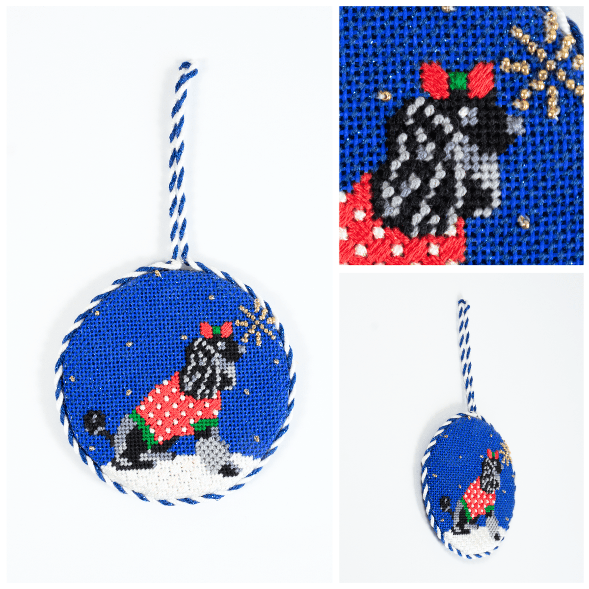 Midnight Poodle Round with Stitch Guide Painted Canvas Kirk & Bradley - 3