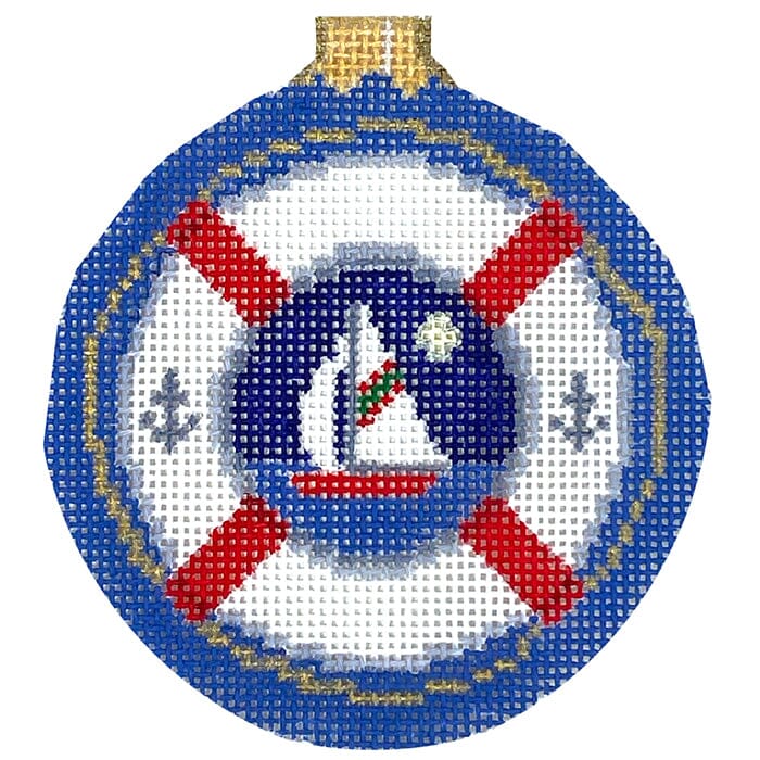 Midnight Sail, 3.25" Round Painted Canvas Susan Roberts Needlepoint Designs Inc. - 1