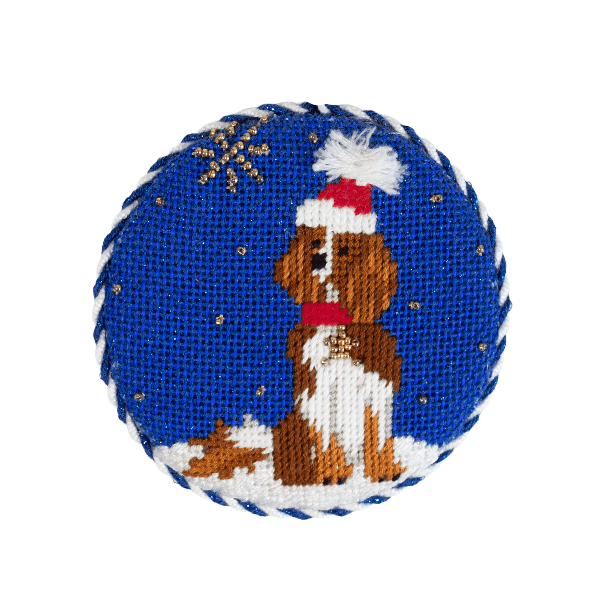 Midnight Springer Spaniel Round with Stitch Guide Painted Canvas Kirk & Bradley - 2