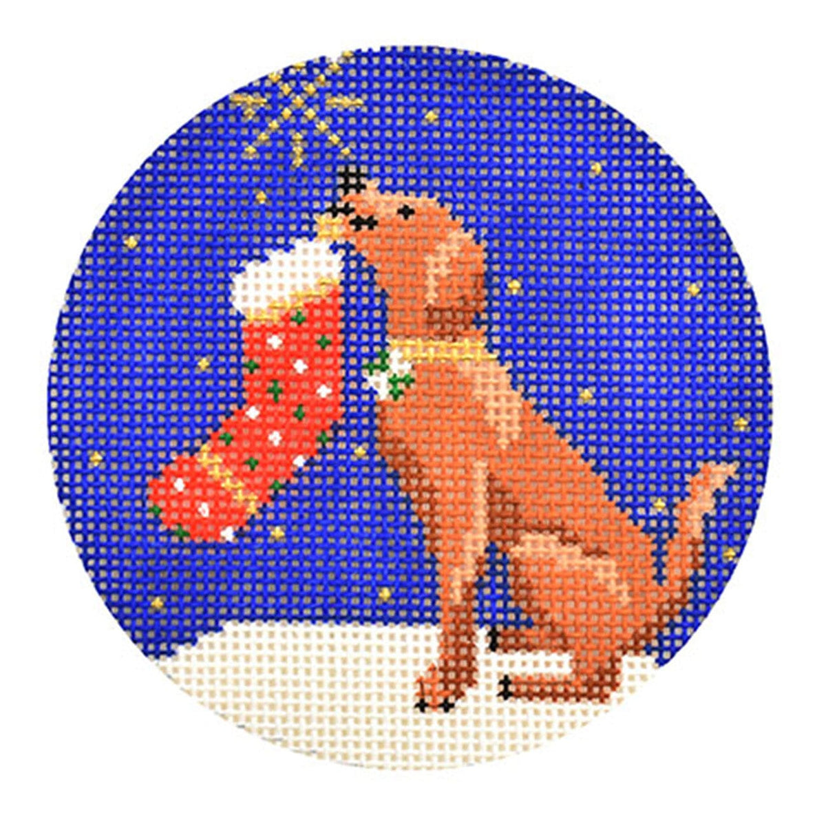 Midnight Vizsla Round with Stitch Guide Painted Canvas Kirk & Bradley - 1