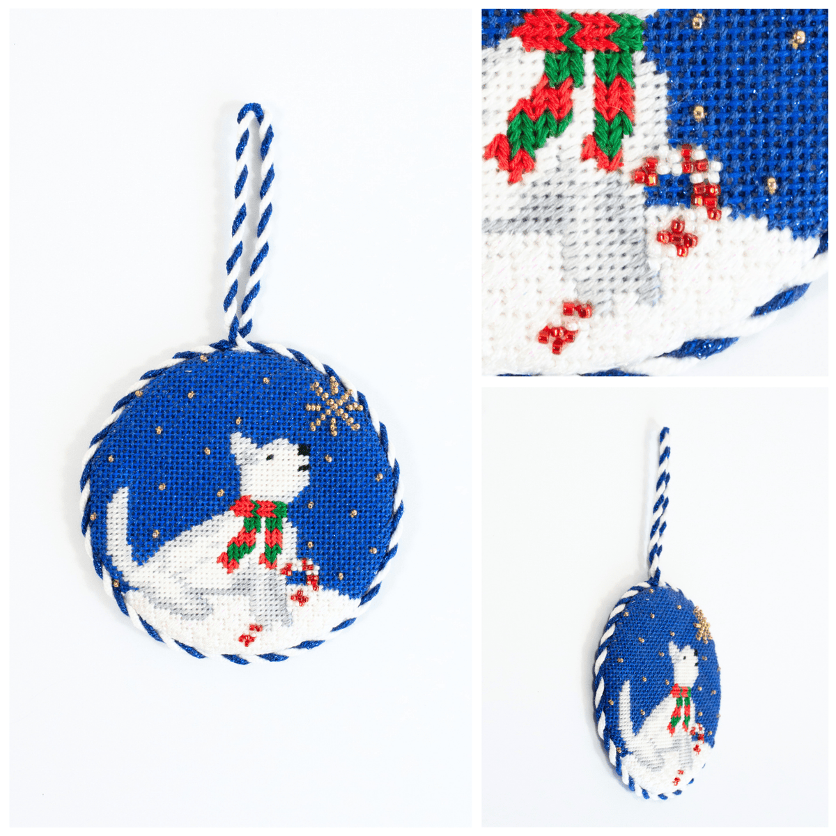 Midnight Westie Round with Stitch Guide Painted Canvas Kirk & Bradley - 3