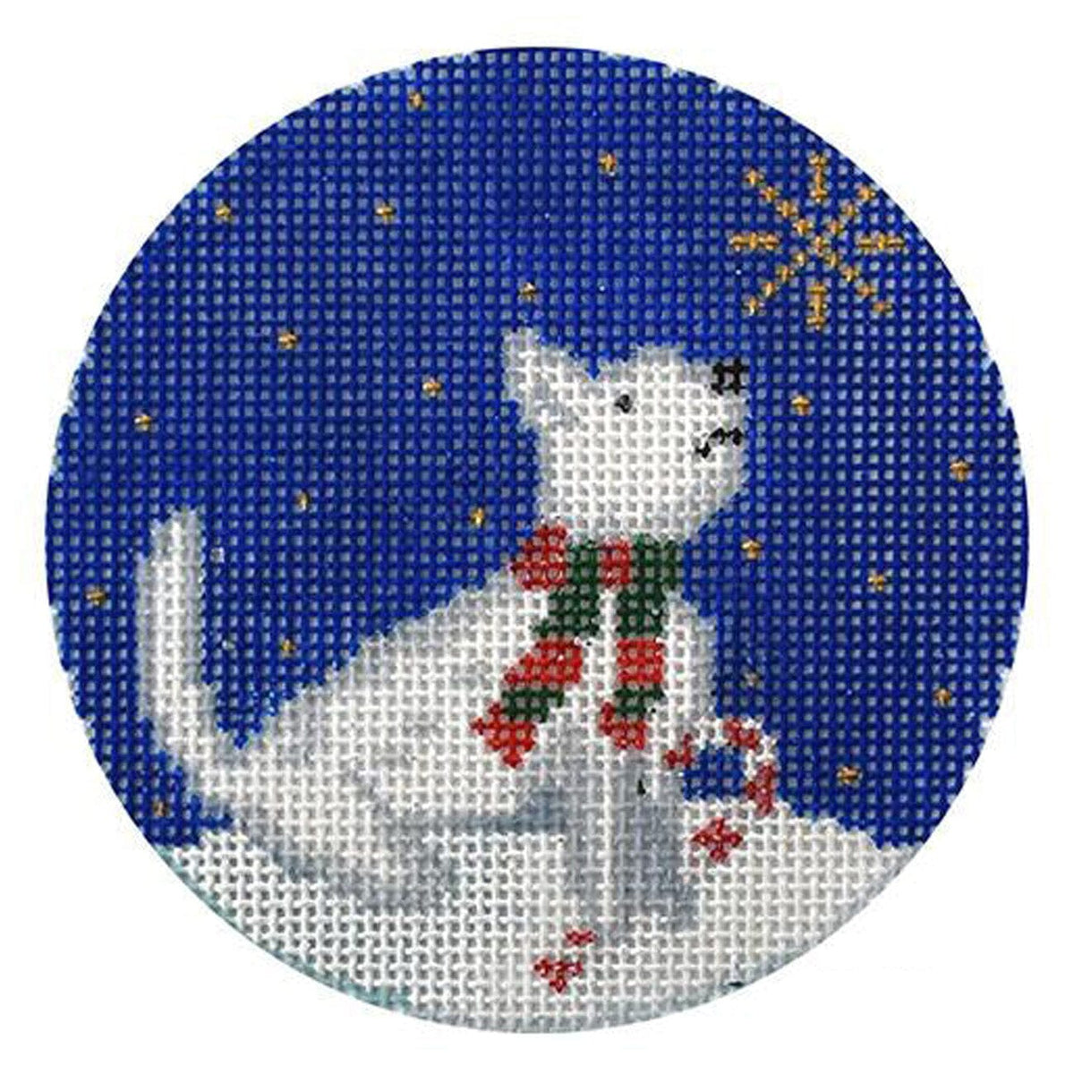 Midnight Westie Round with Stitch Guide Painted Canvas Kirk & Bradley - 1