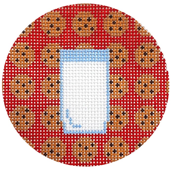 Milk and Cookies Ornament Painted Canvas Love MHB Studio - 1
