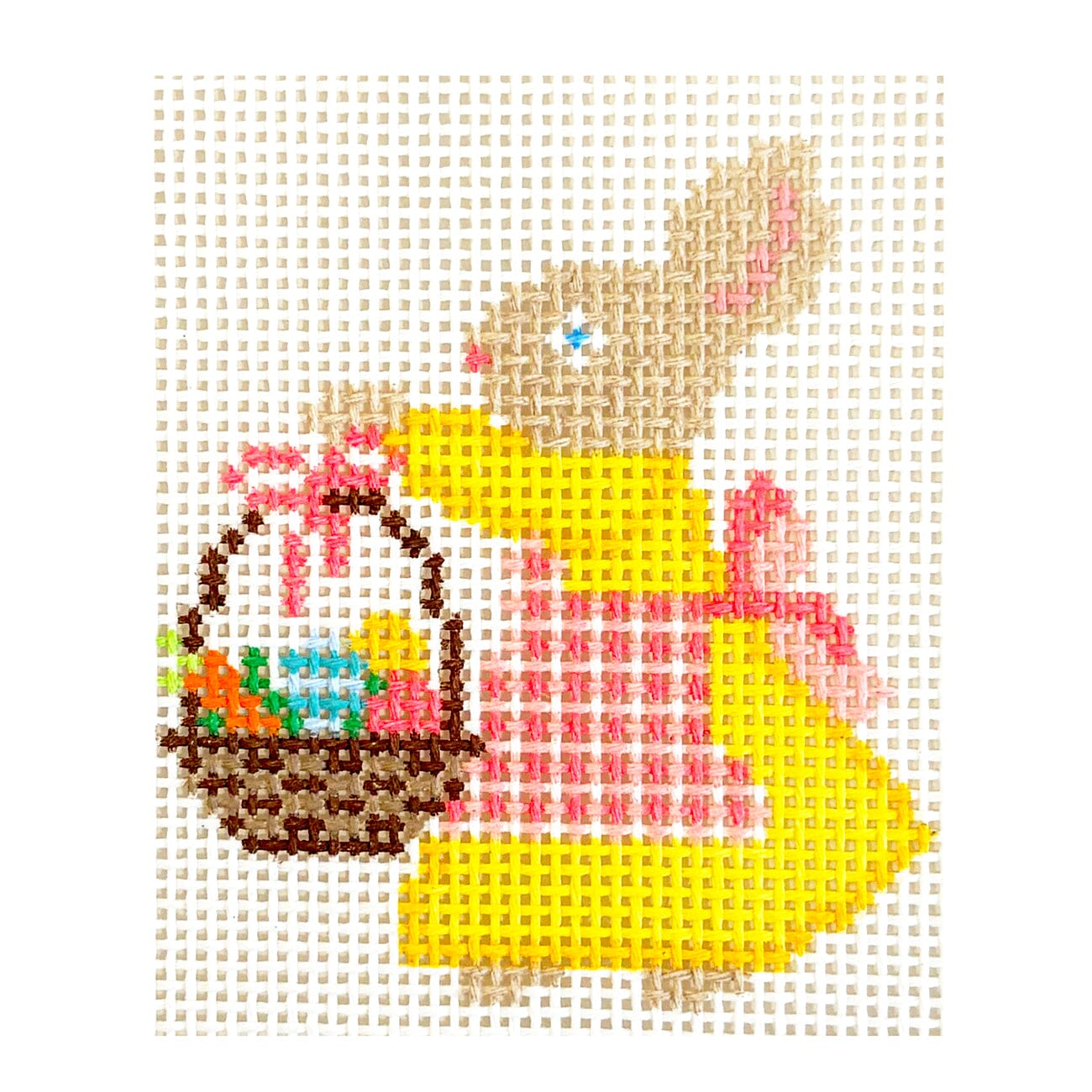 Miss Bunny with Basket Painted Canvas Le Point Studio - 1