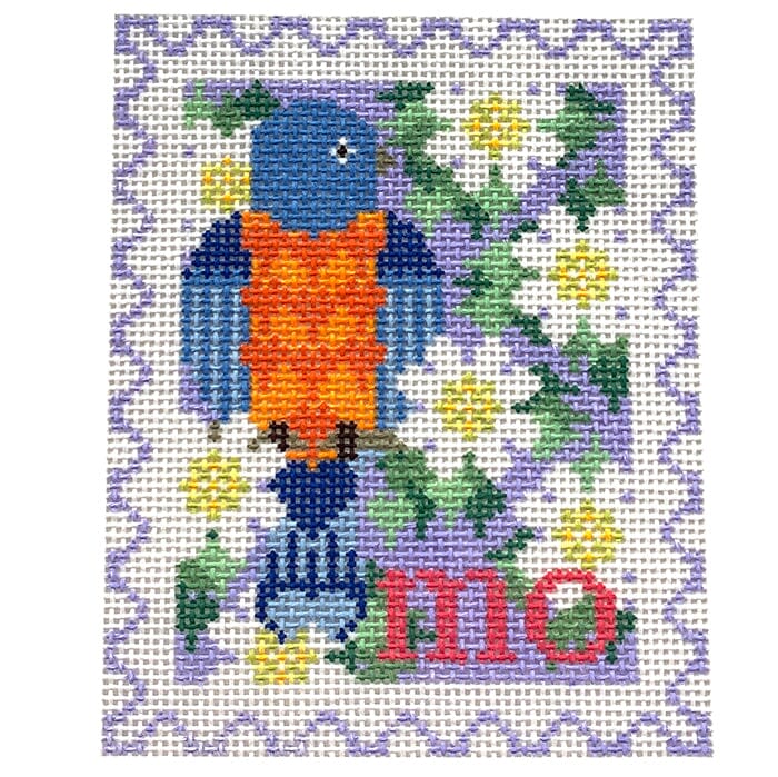 Missouri State Bird & Flower Stamp Painted Canvas Wipstitch Needleworks