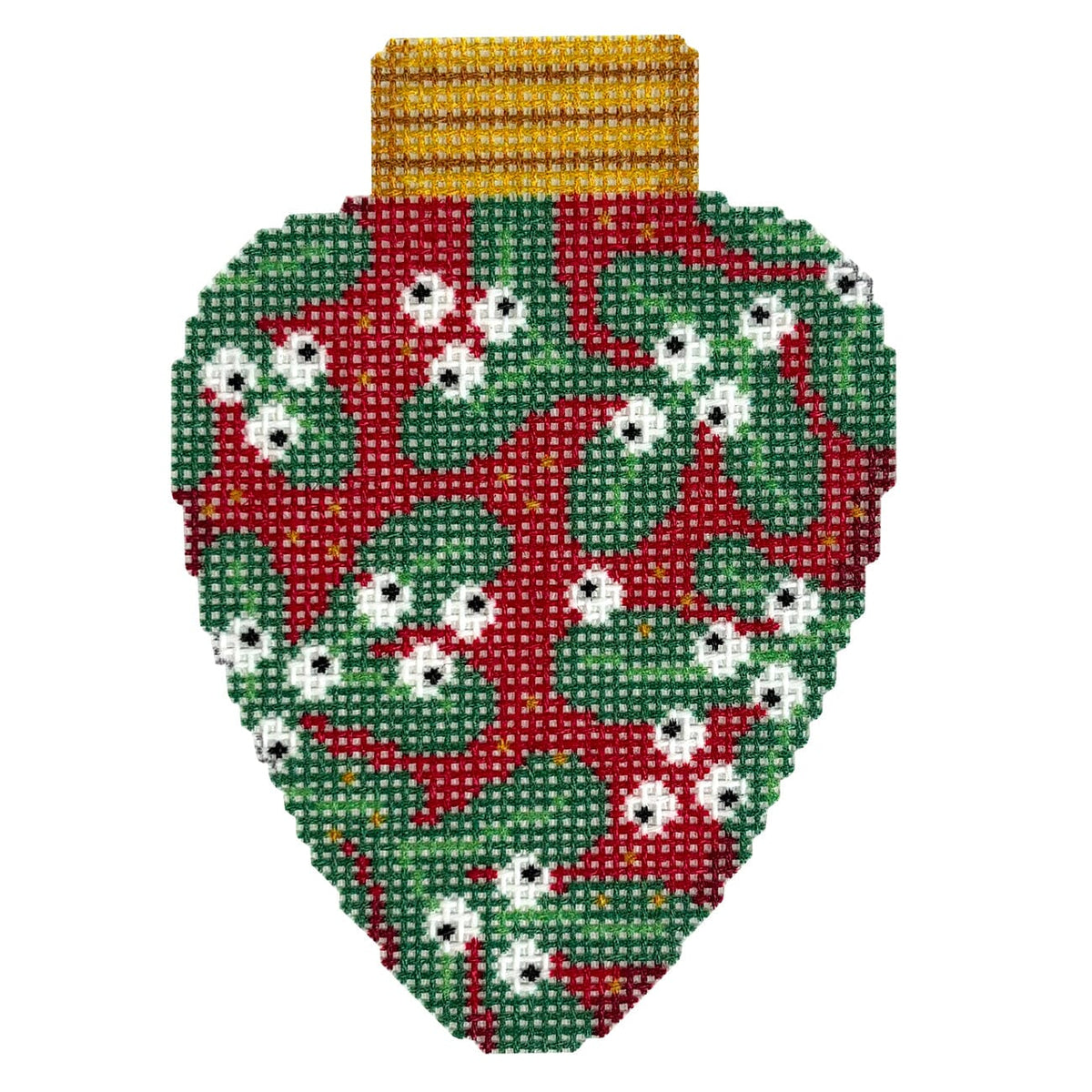 Mistletoe Lightbulb Printed Canvas Two Sisters Needlepoint - 1