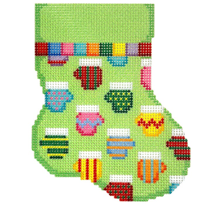 Mittens Repeat Mini Sock Printed Canvas Two Sisters Needlepoint