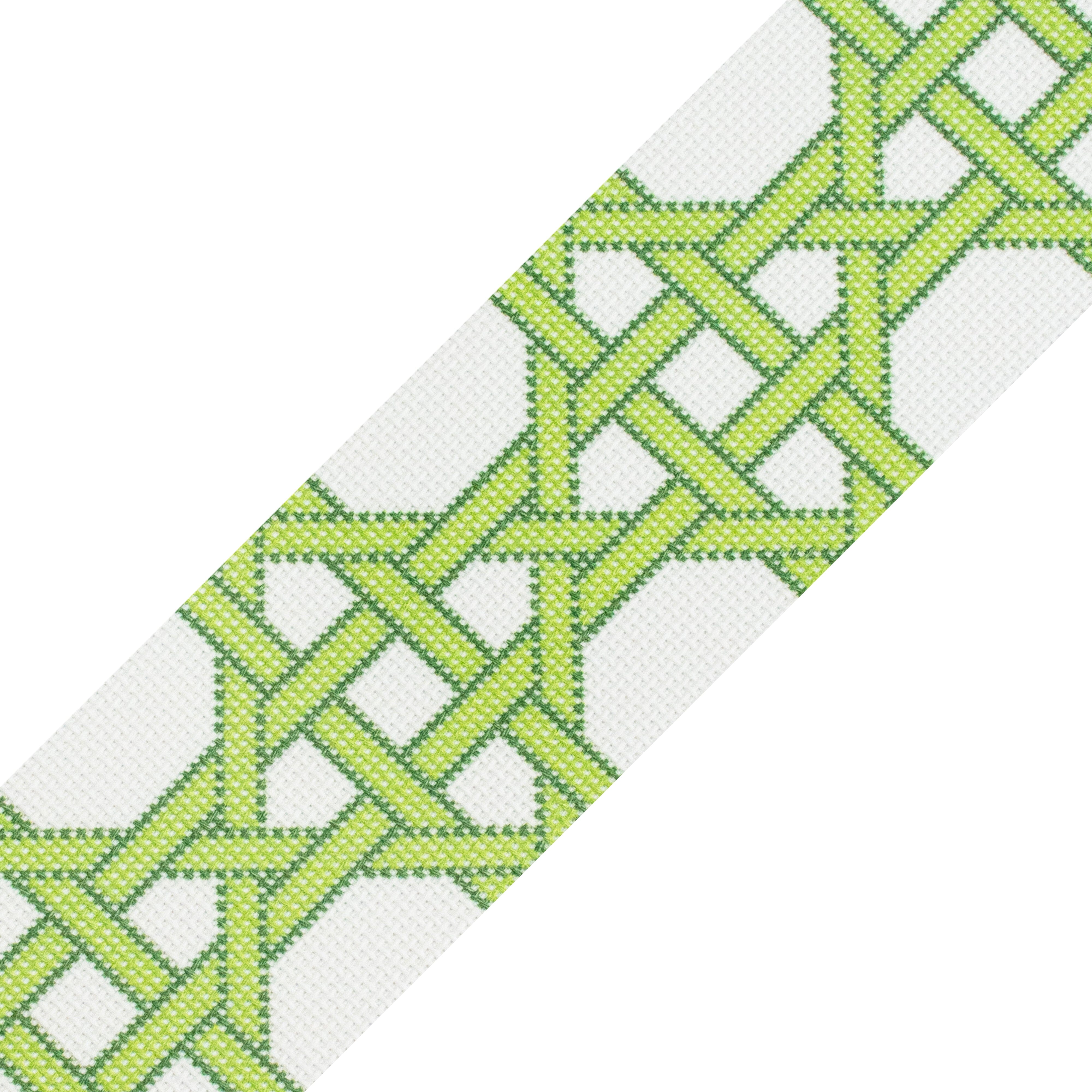 Modern Caning Band Green/White Printed Canvas Two Sisters Needlepoint