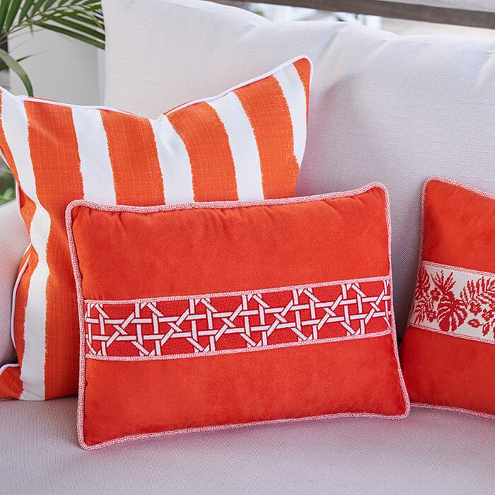 Modern Caning Band - White on Orange Printed Canvas Two Sisters Needlepoint
