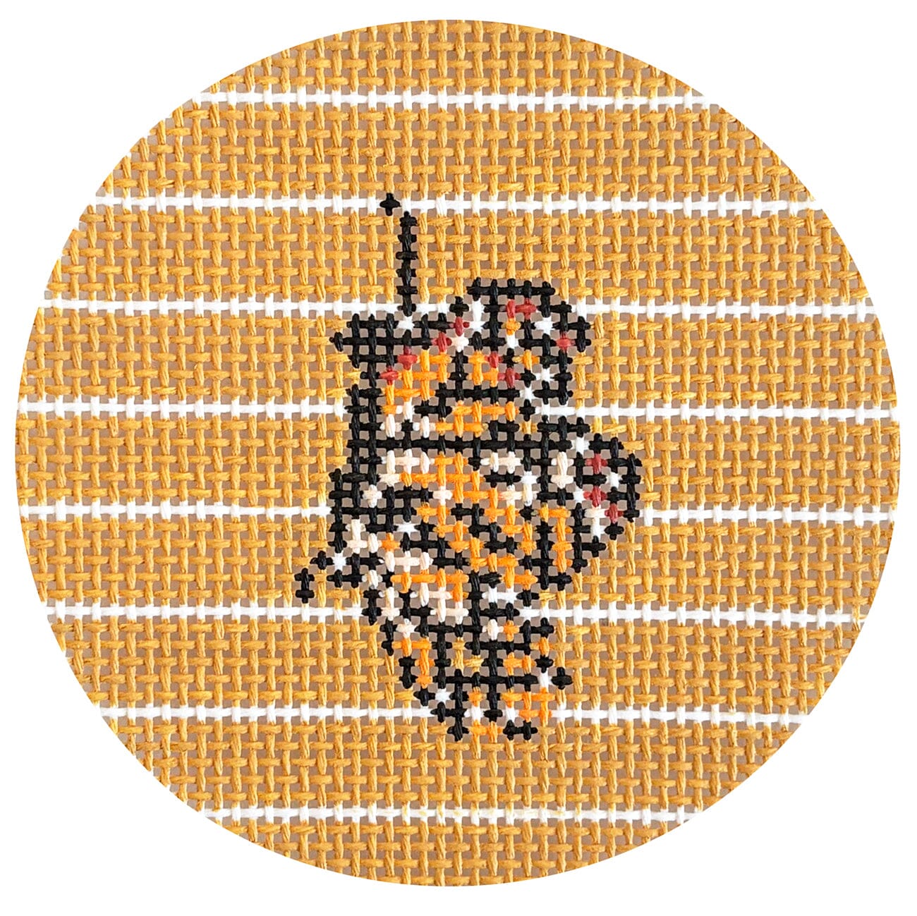 Monarch Butterfly Stripes Round Painted Canvas Goodpoint Needlepoint - 1