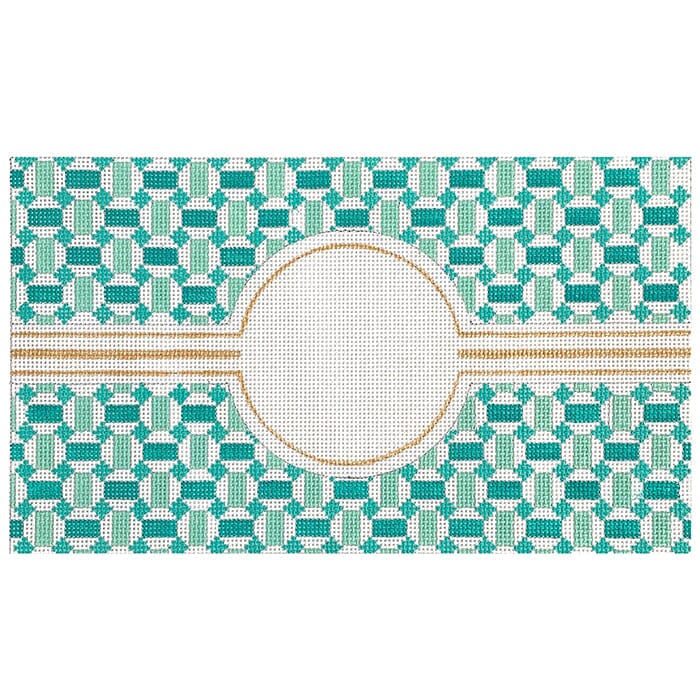 Monogram Turquoise & White Clutch Painted Canvas Colors of Praise - 1