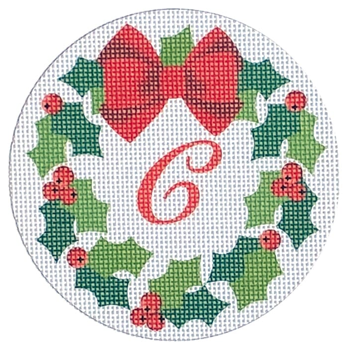 Monogram Wreath C Printed Canvas Pepperberry Designs - 1