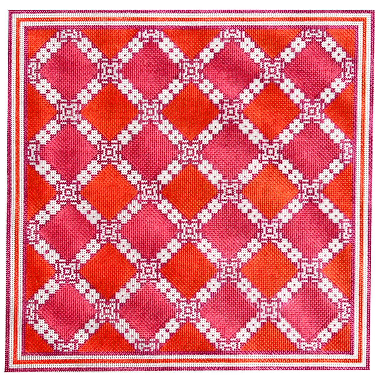 Mosaic Tile Pink & Orange 10x10 Painted Canvas Mopsey Designs - 1