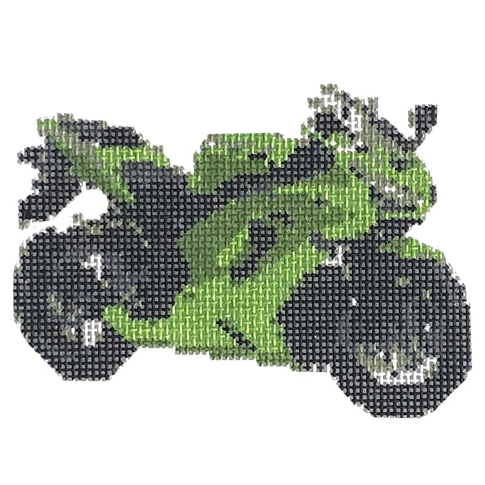 Motorcycle Green Painted Canvas Fire and Iris - 1