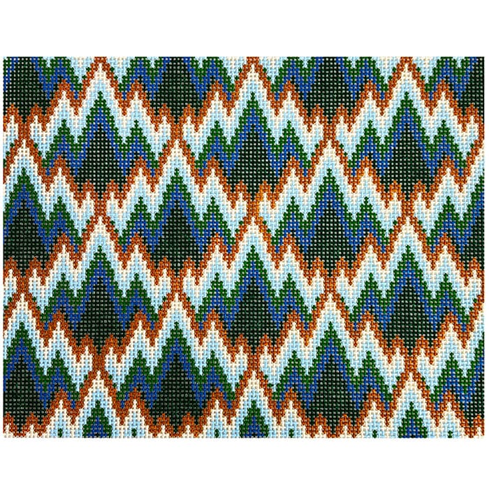 Mountain Bargello Painted Canvas Fire and Iris