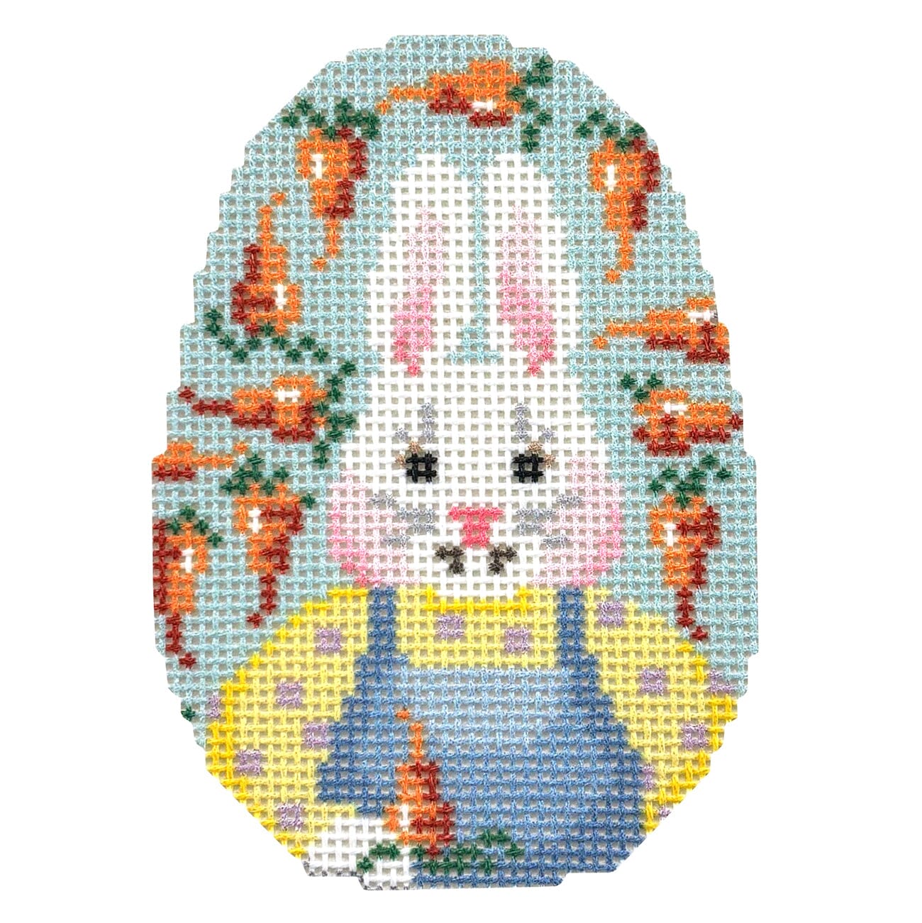 Mr. Bunny/Carrots Egg Printed Canvas Two Sisters Needlepoint
