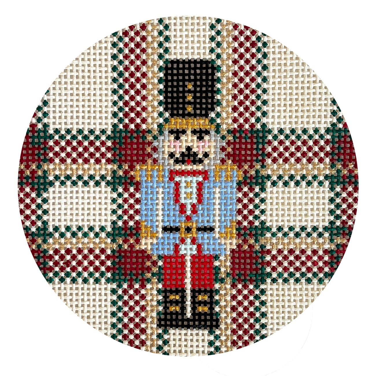 Mr. Tartan Plaid Nutcracker Round Painted Canvas Morgan Julia Designs - 1