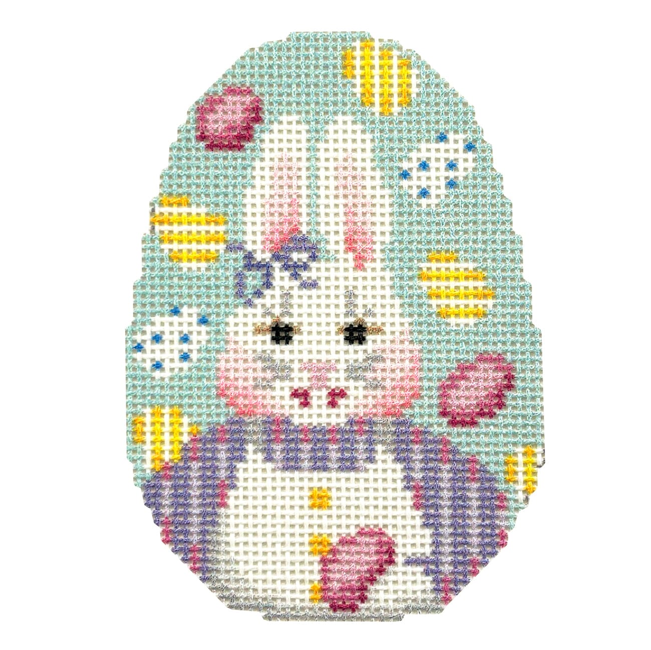 Mrs. Bunny/Eggs Egg Printed Canvas Two Sisters Needlepoint - 1