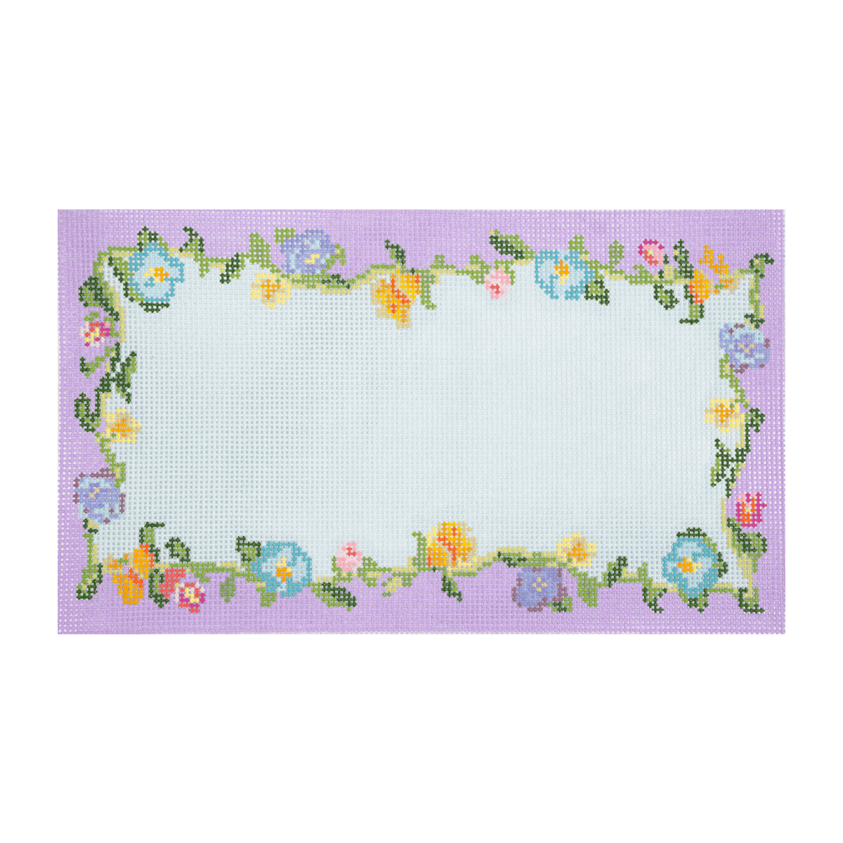 Multi Color Blank Floral Frame Painted Canvas POP Needle Arts - 1