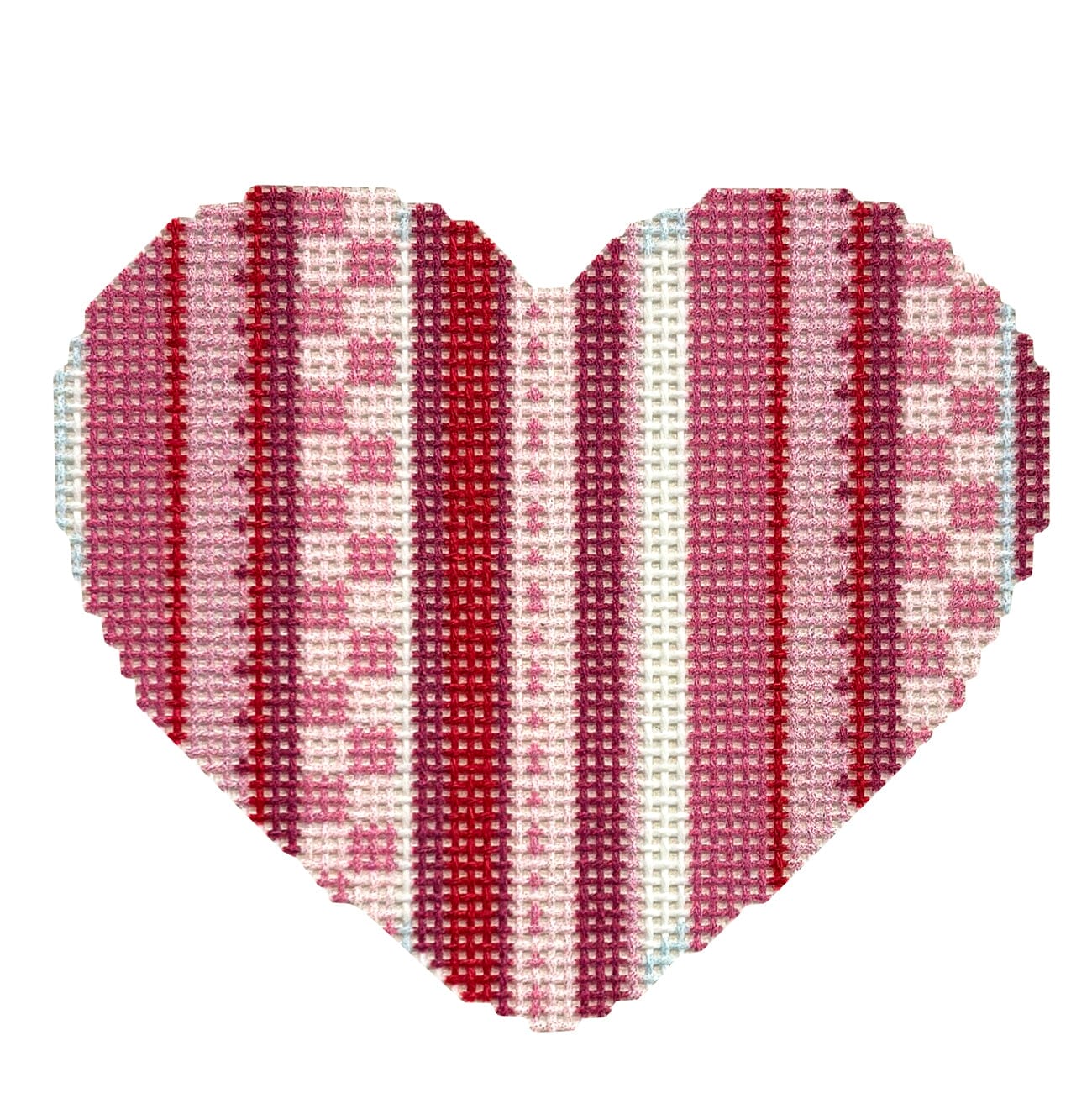 Multi Stripe/Pink Heart Printed Canvas Two Sisters Needlepoint
